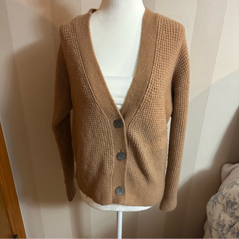 Banana Republic Camel Button Front V-Neck Cardigan